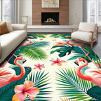 Vibrant Tropical Pink Flamingo Rug(Pink)