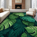 Vibrant Green Tropical Leaves Rug