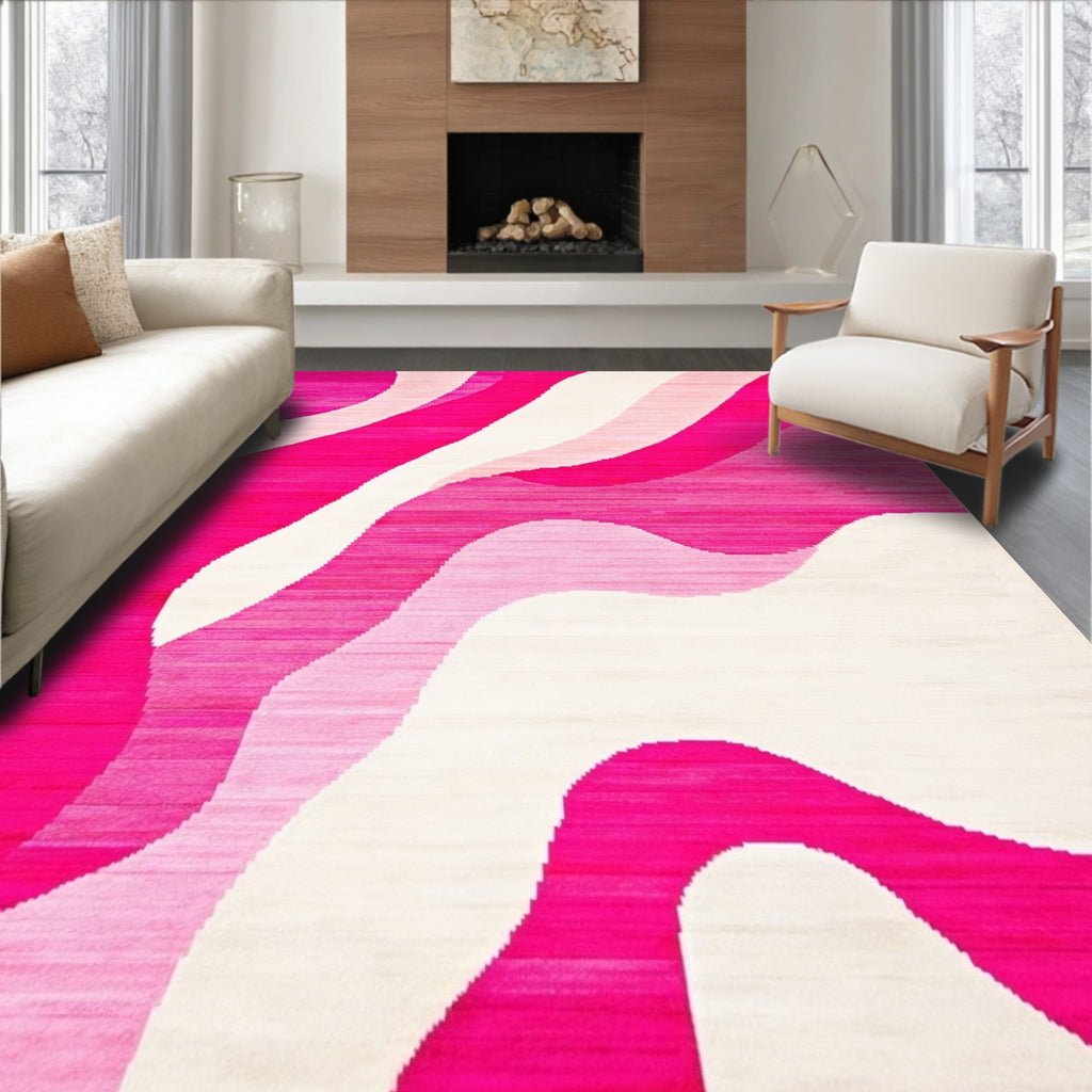 Playful Pink Wave Rug