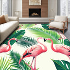 Vibrant Tropical Flamingo & Leaf Rug