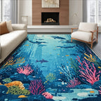 Colorful Underwater Adventure Rug(Blue)