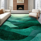 Soothing Teal Wave Rug(Green)