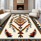 Warm Earthy Tribal Geometric Rug(Beige)