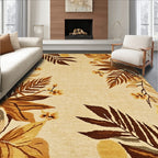 Beige Tropical Leaves Warm Rug