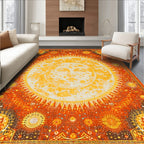 Vibrant Celestial Orange Gold Rug(Gold)
