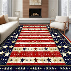 Distressed Patriotic Stars & Stripes Rug(Red)