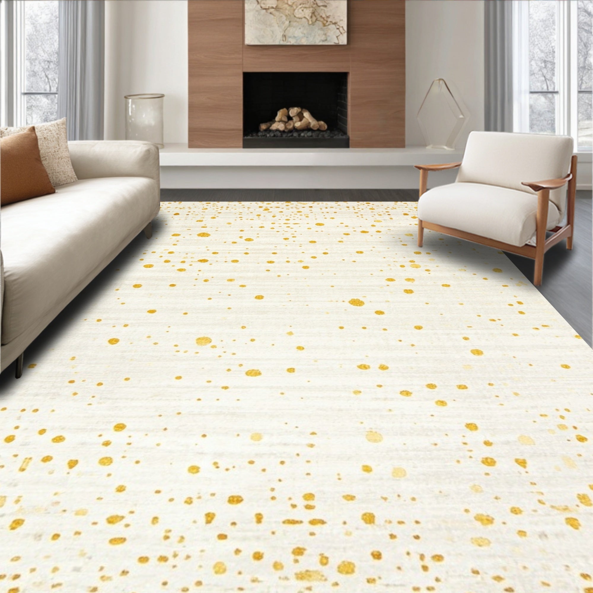 Gold Speckled Elegant Rug(Gold)