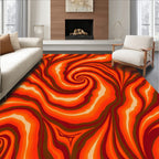 Vibrant Orange Swirling Energy Rug(Orange)