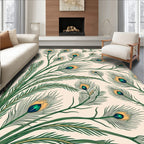 Cream Peacock Feather Vibrant Rug(Ivory)