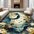 Teal & Gold Enchanted Underwater Mermaid Rug(Blue)