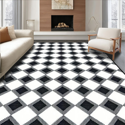 Black & White Diamond Modern Rug(Black)