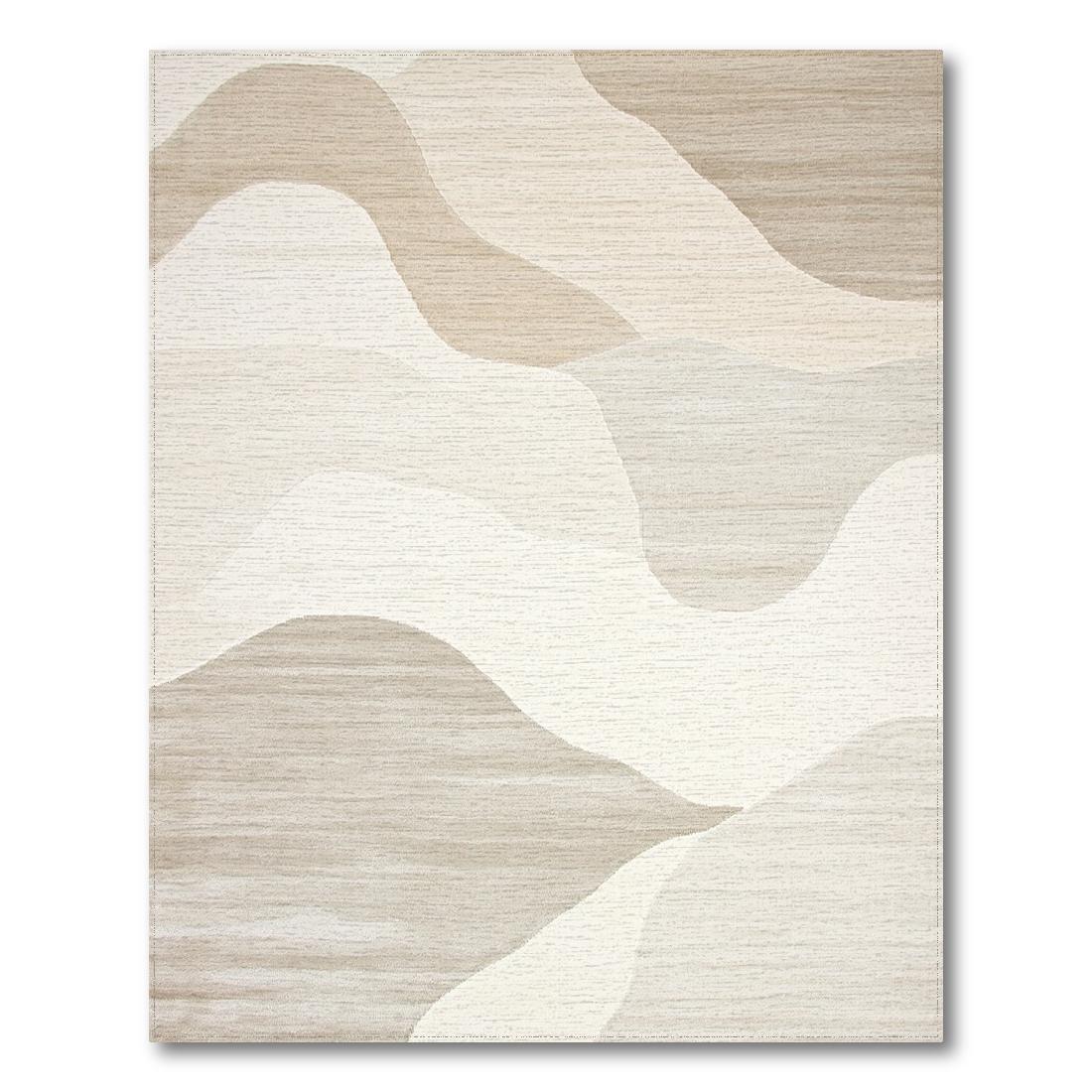 Serene Beige Cream Wave Rug(Beige)