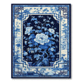 Serene Blue-and-White Traditional Floral Rug(Blue)
