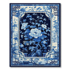 Serene Blue-and-White Traditional Floral Rug(Blue)