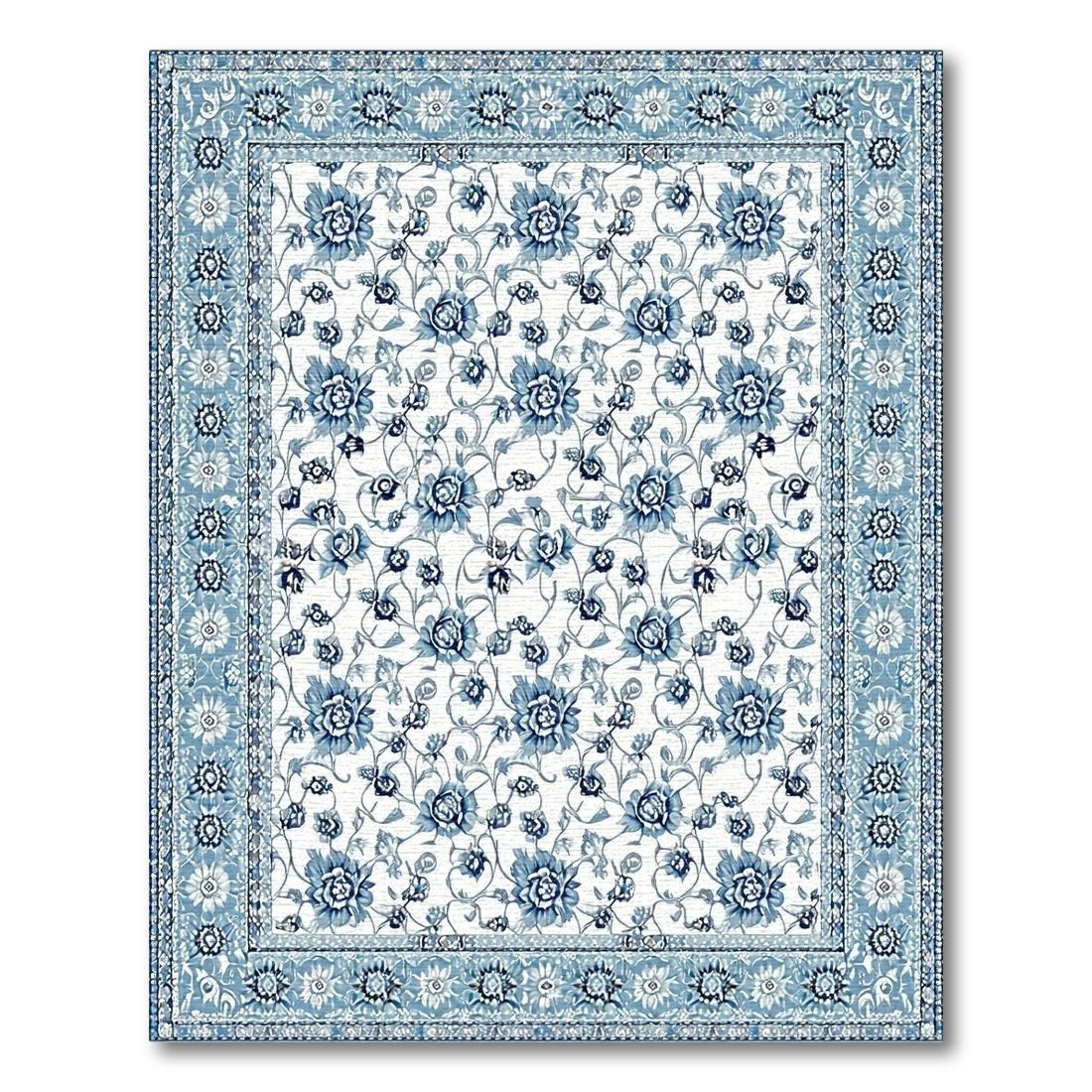 Serene Blue Floral Vine Rug(Blue)