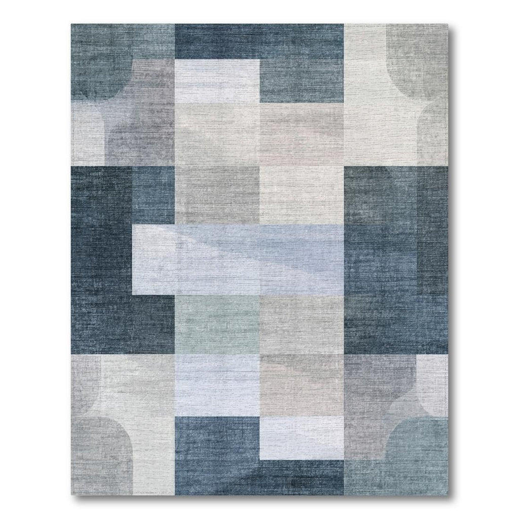 Serene Blue Gray Geometric Rug