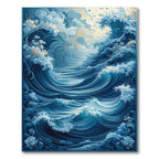Serene Blue Ocean Wave Rug(Blue)