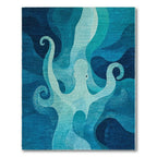 Serene Blue Octopus Pattern Rug