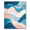 Serene blue-pink wave-patterned coastal rug