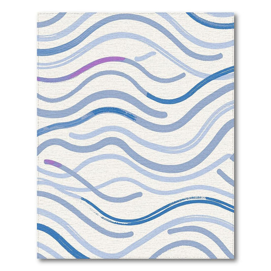 Serene Blue Wavy Lines Rug(Blue)