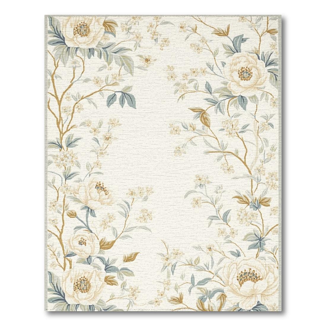 Serene Cream Floral Rug(Ivory)
