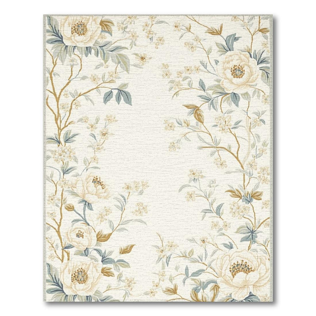 Serene Cream Floral Rug(Ivory)