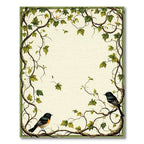 Serene Green Vine Bird Rug(Ivory)
