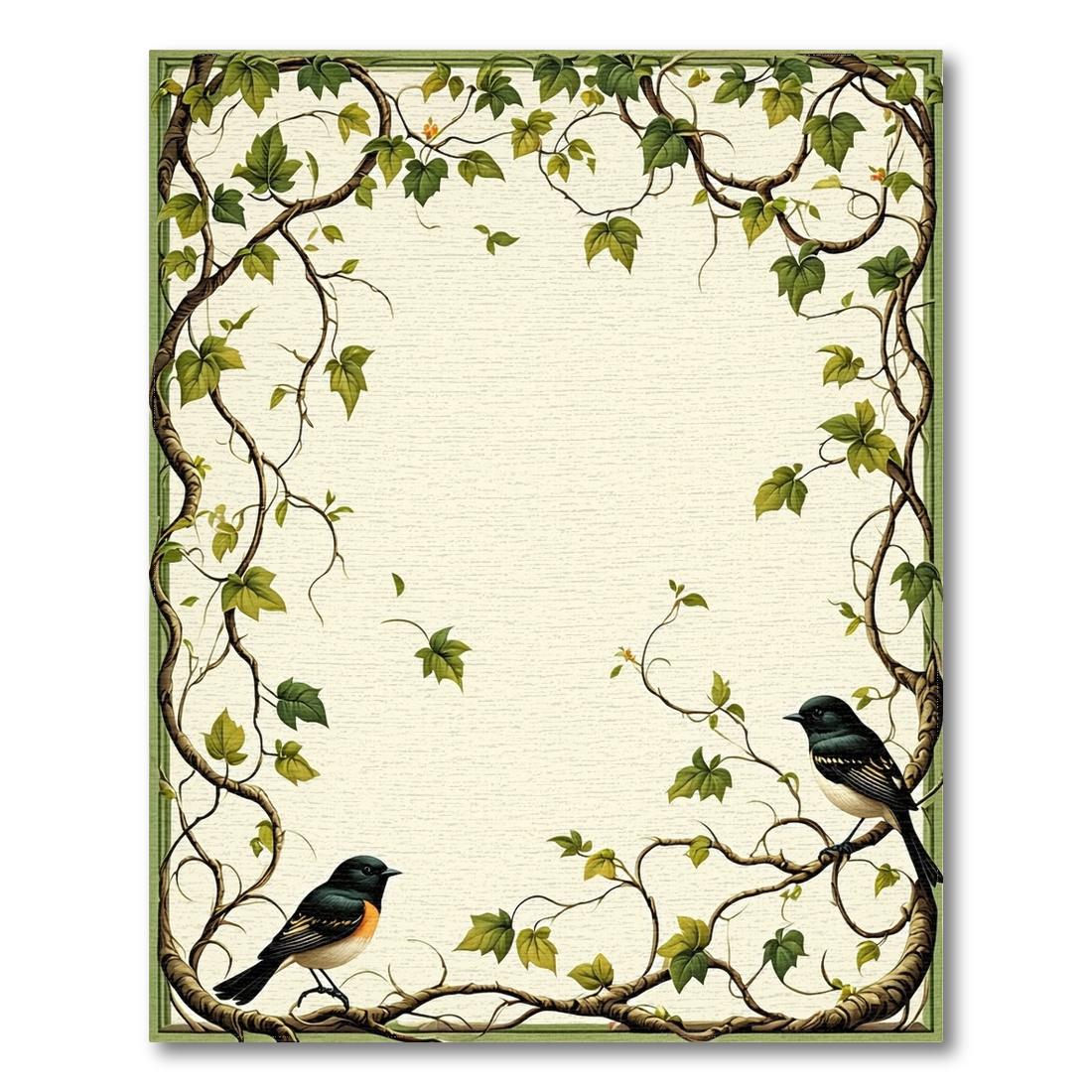 Serene Green Vine Bird Rug(Ivory)