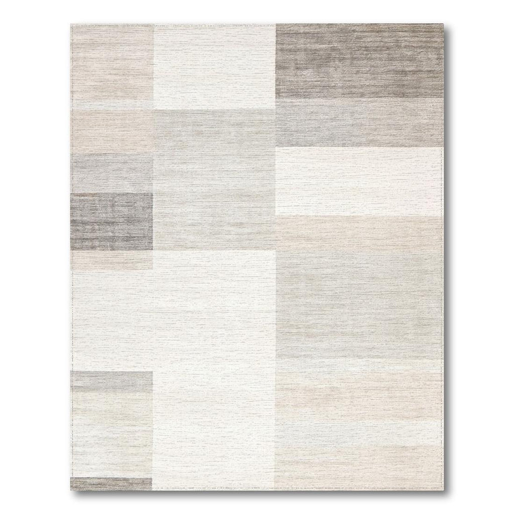 Serene Neutral Geometric Block Rug