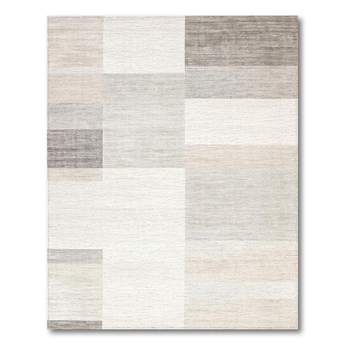 Serene Neutral Geometric Block Rug