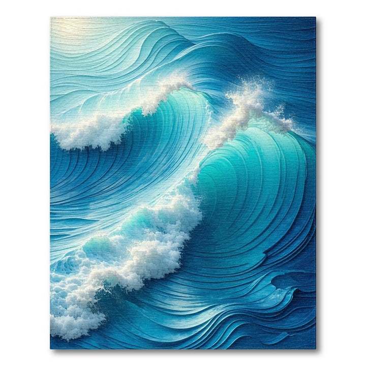 Serene Ocean Blue Wave Rug