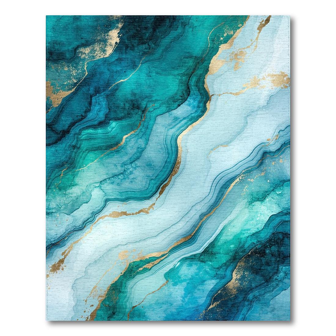 Serene Teal Blue Wavy Rug