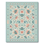 Serene Teal Coral Ornate Floral Rug(Beige)
