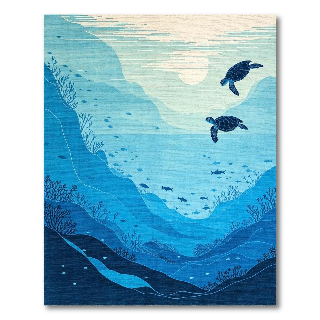 Serenely Blue Underwater Rug(Blue)