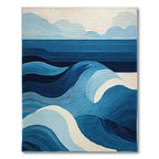 Serenely Blue Wave-Patterned Rug