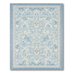Sky Blue Ornate Floral Serene Rug(Blue)