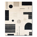 Sleek black-and-white geometric rug