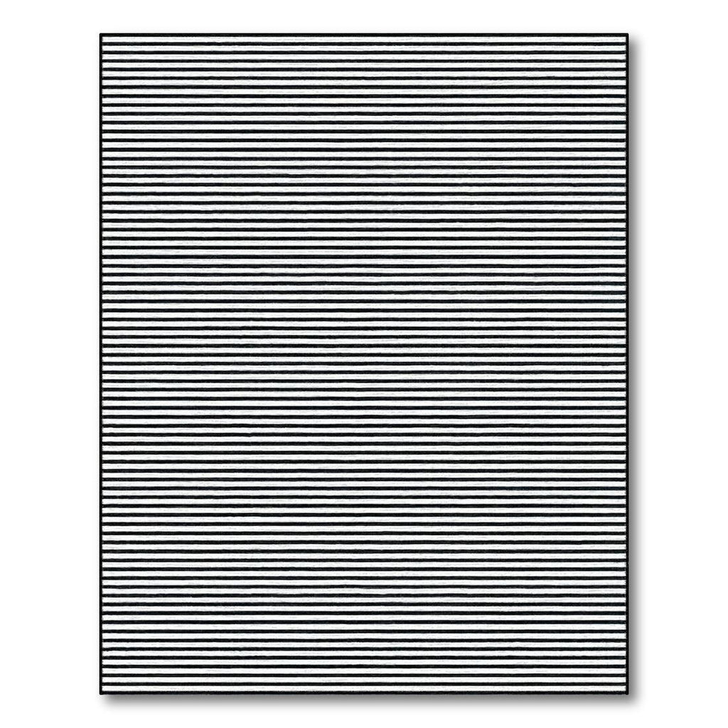 Sleek Black & White Striped Rug(Black)