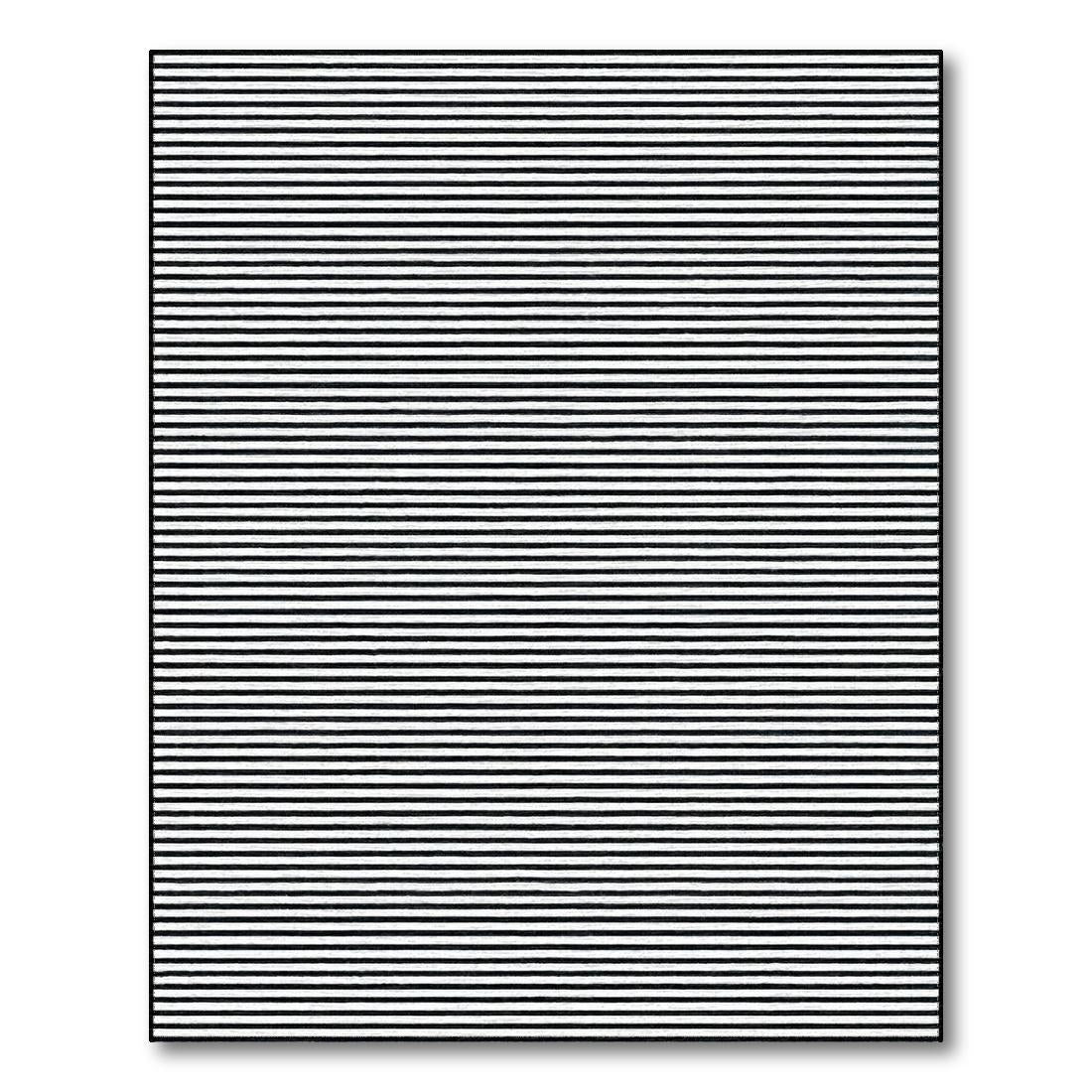 Sleek Black & White Striped Rug(Black)