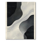 Sleek Black & White Wavy Rug(Black)