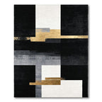 Sleek Geometric Black White Gold Rug
