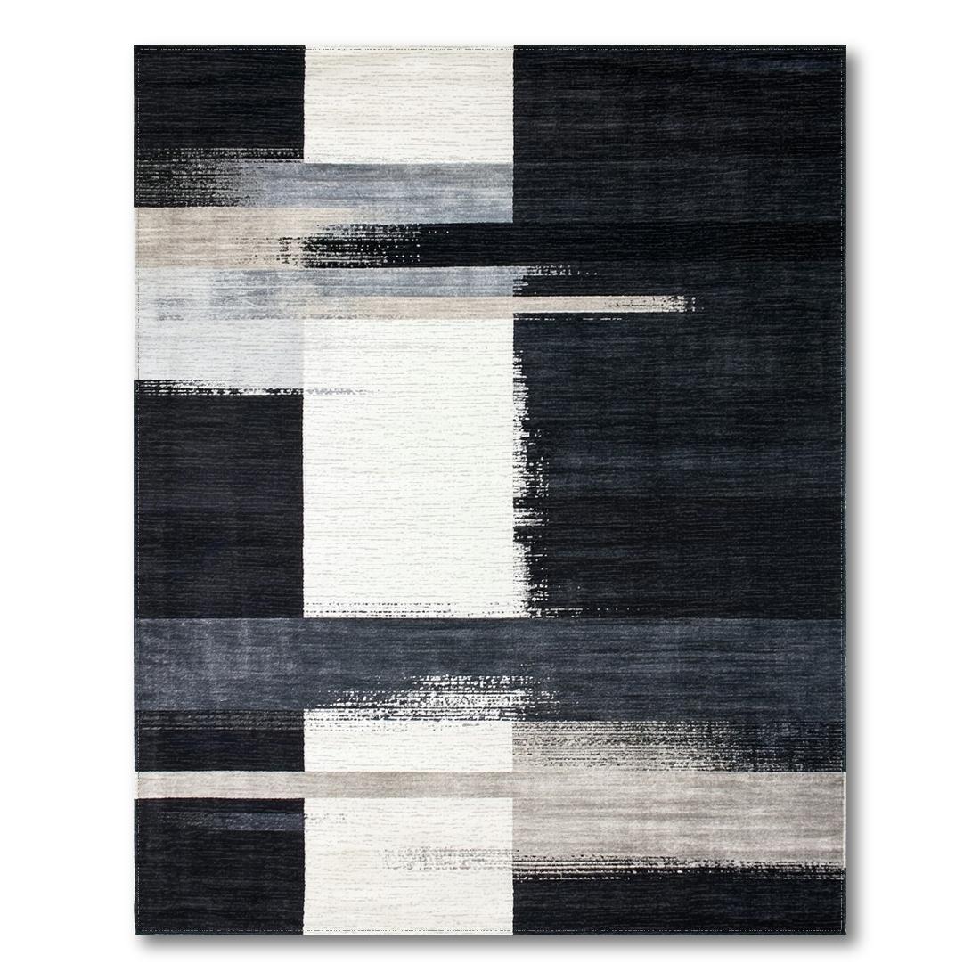 Sleek Monochrome Geometric Rug(Gray)