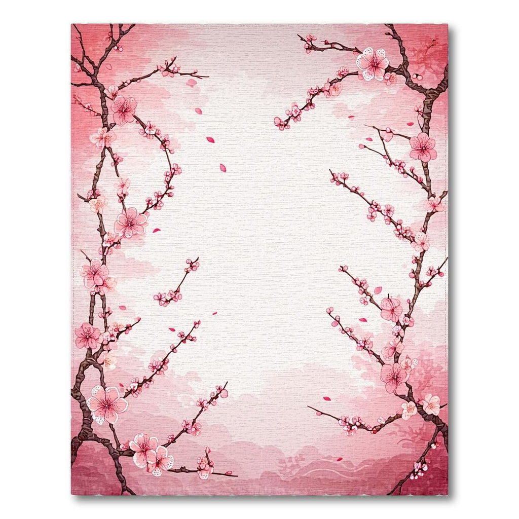Soft Pink Cherry Blossom Serene Rug(Pink)