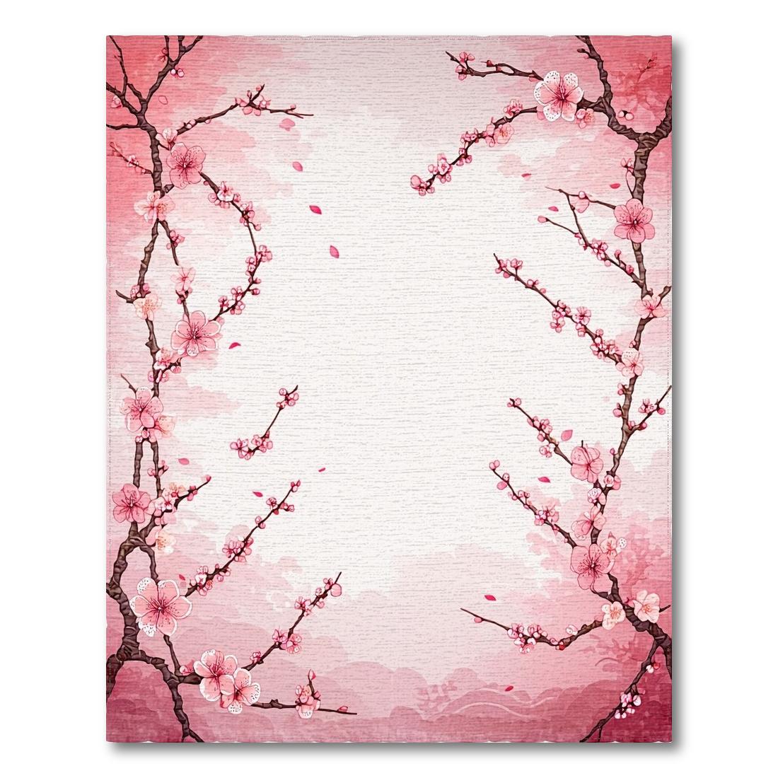 Soft Pink Cherry Blossom Serene Rug(Pink)
