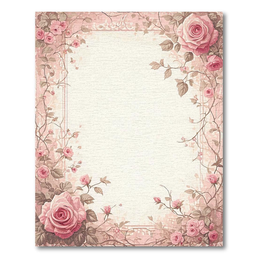 Pink Floral Border Rug