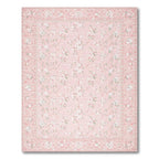 Soft Pink Floral Delicate Rug - Washable Flatwoven Chenille