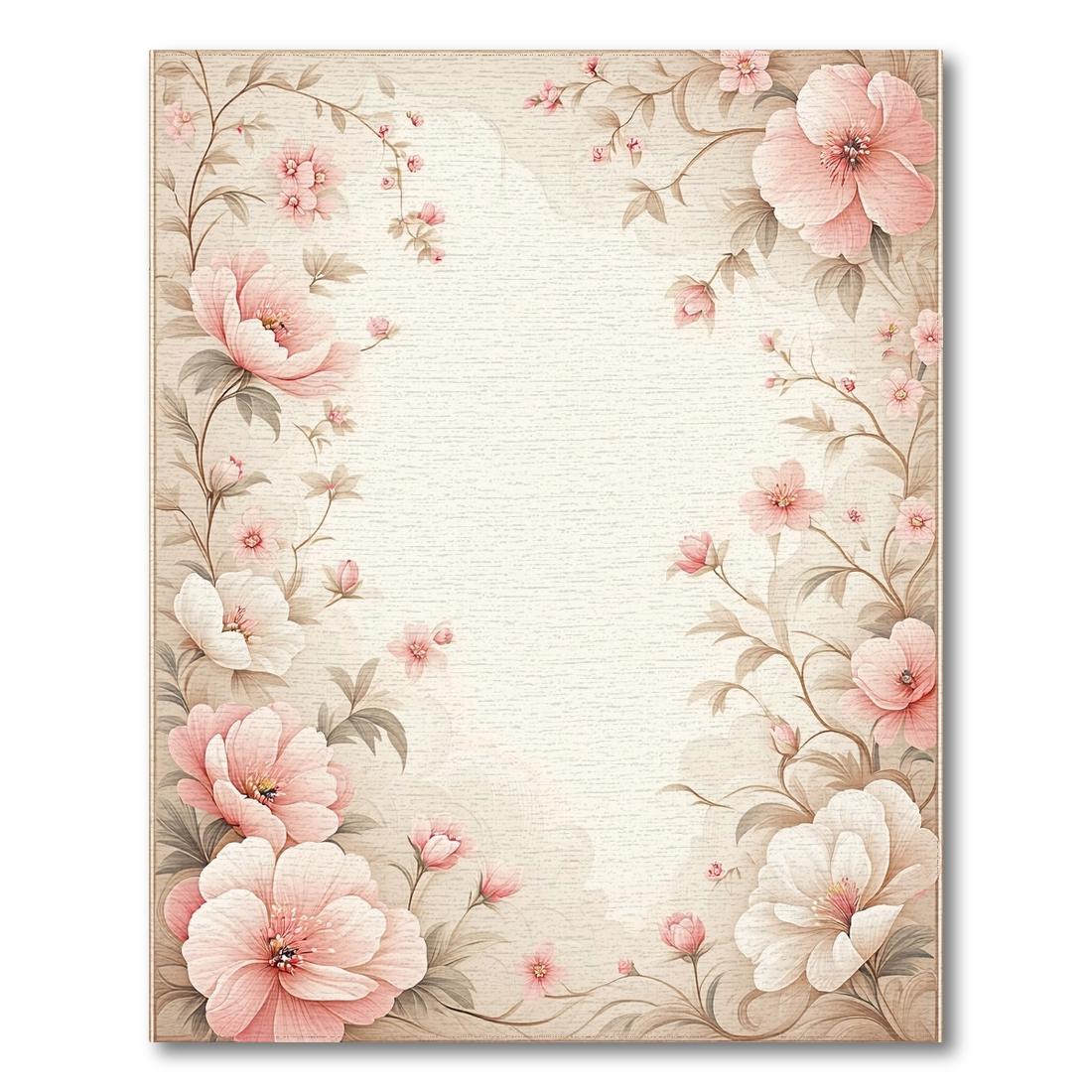 Soft Pink Floral Elegant Rug
