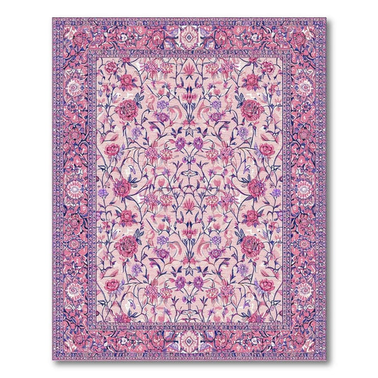 Soft Pink Floral Romantic Rug(Pink)