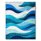 Soothing Blue Wave Pattern Rug