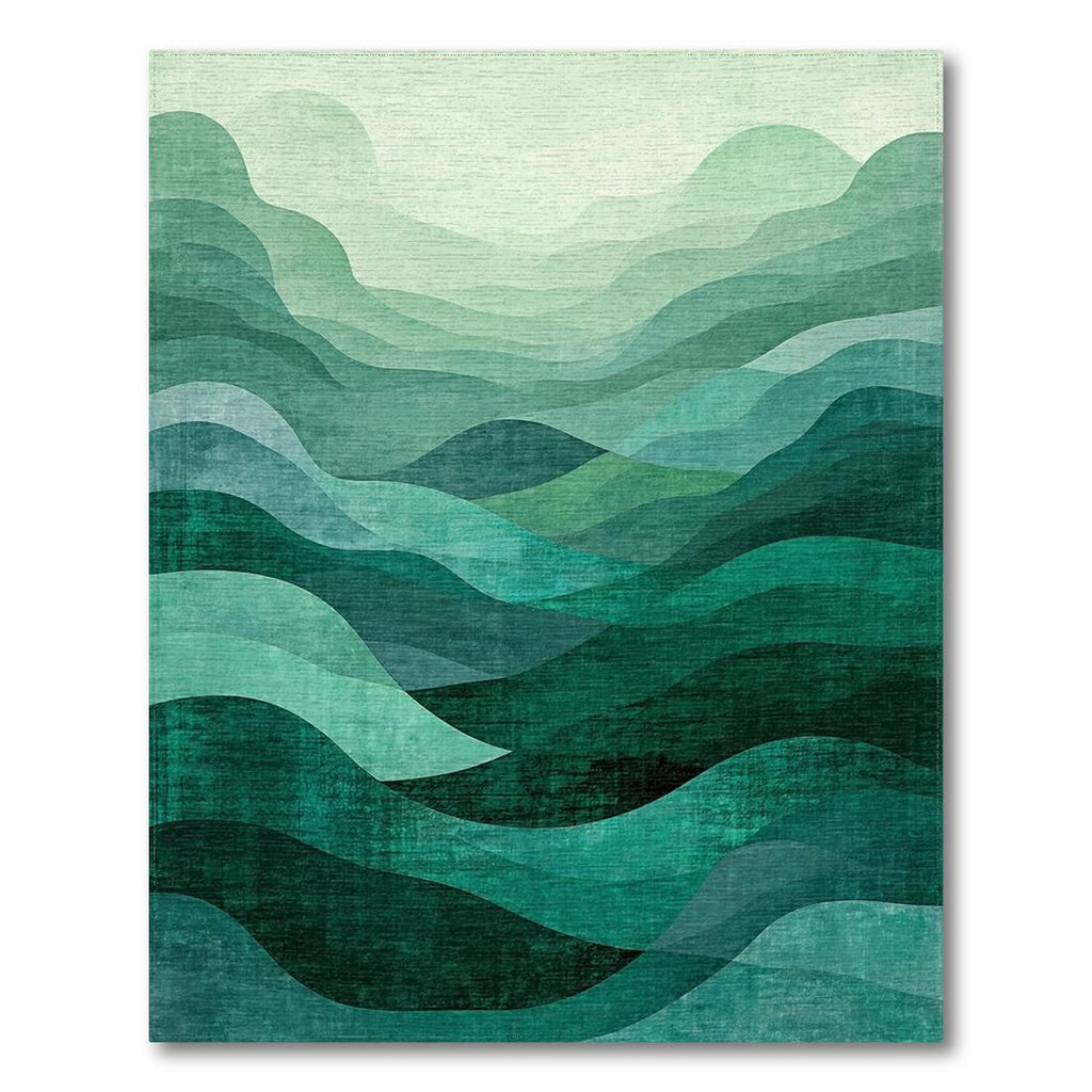 Soothing Teal Wave Rug(Green)
